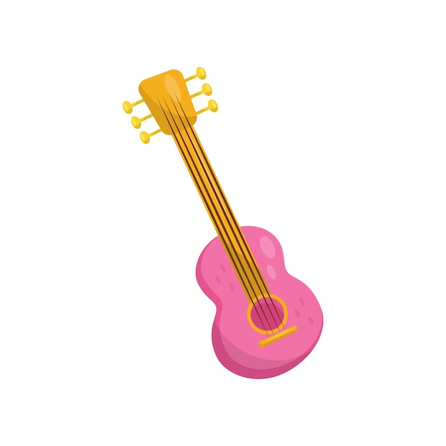 Roze ukelele Hawaiiaanse nationale muziekinstrument vector illustratie op een witte background