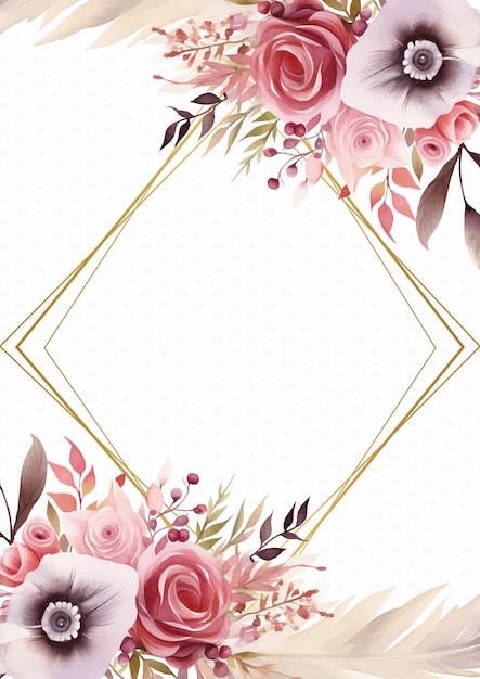 Roze waterverf met de hand geschilderde achtergrond sjabloon voor Invitation met flora en bloem
