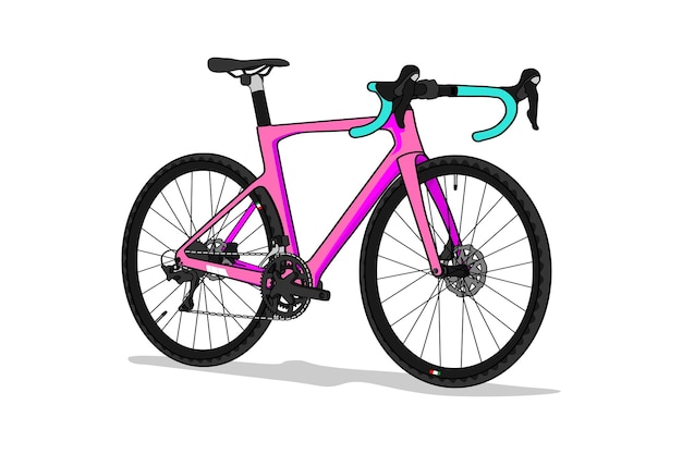 Roze Wegfiets in vectorstijltekening