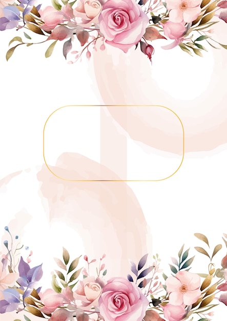 Roze witte en perzik moderne achtergrond uitnodigingsmodel met bloemen en bloemen