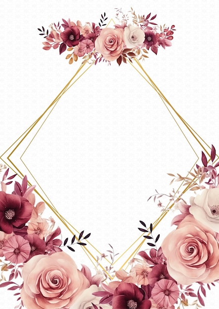 Roze witte en rode waterverf met de hand geschilderde achtergrond sjabloon voor Invitation met flora en bloem