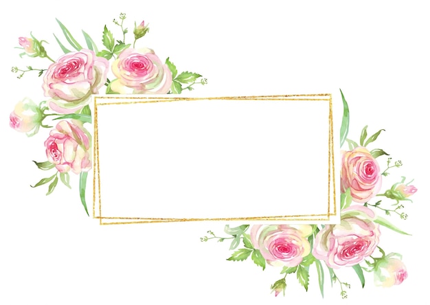 Rozen frame aquarel clipart