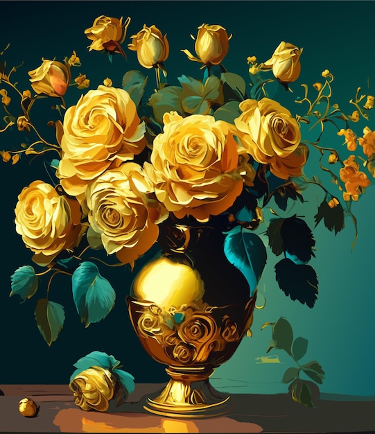 Vector rozen in vaas schilderij illustratie