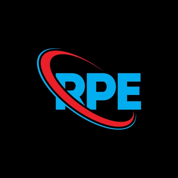 RPE logo RPE letter RPE letter logo ontwerp Initialen RPE logo gekoppeld aan cirkel en hoofdletters monogram logo RPE typografie voor technologiebedrijf en vastgoedmerk