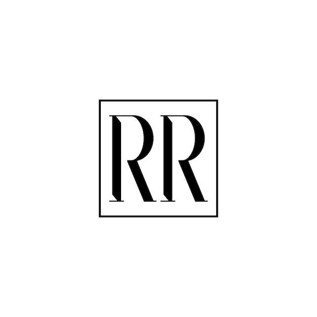 Монограмма RR дизайн логотипа буква текст имя символ монохромный логотип алфавит символ простой логотип