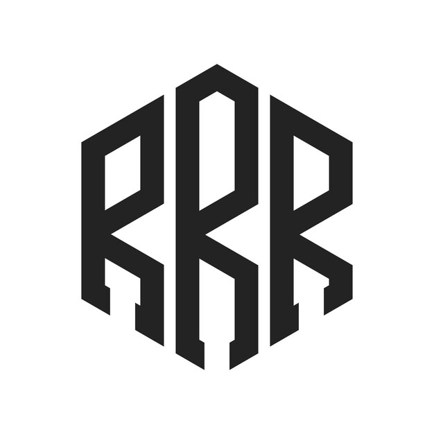 RRR 로고 디자인 초기 글자 RRR 모노그램 로고는 육각형 모양을 사용합니다.