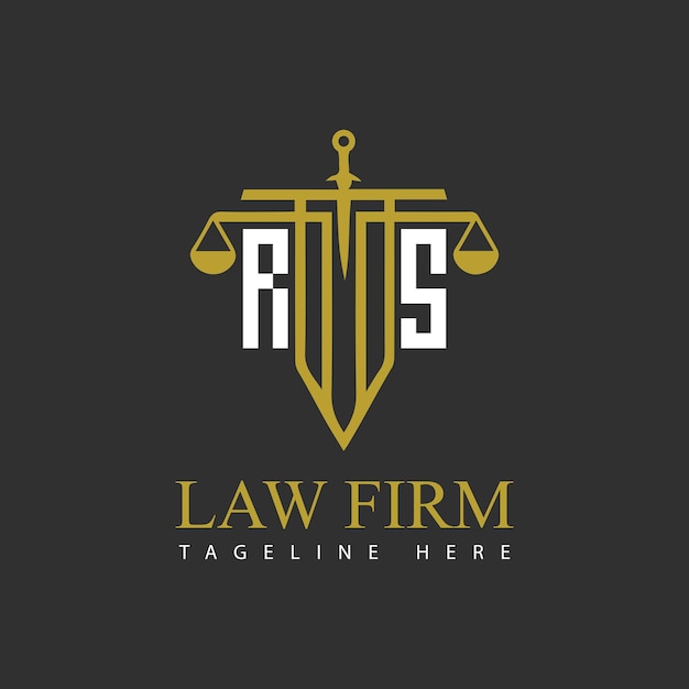 Vector rs initial monogram for lawfirm logo with sword and scale