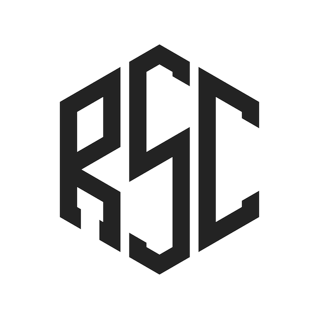RSC ロゴ デザイン イニシャルレター RSC モノグラム ロゴ ヘクサゴン形