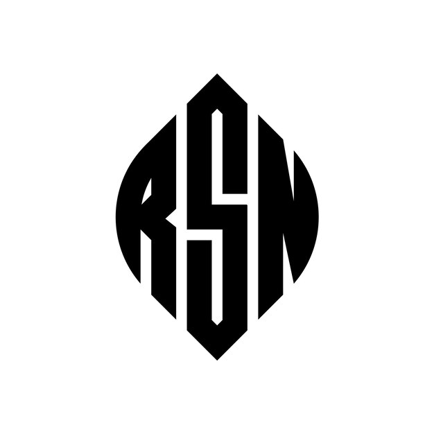 Vettore design del logo della lettera circolare rsn con forma di cerchio e ellisse lettere ellisse rsn con stile tipografico le tre iniziali formano un logo circolare rsn emblema circolare monogramma astratto lettera marca vettore