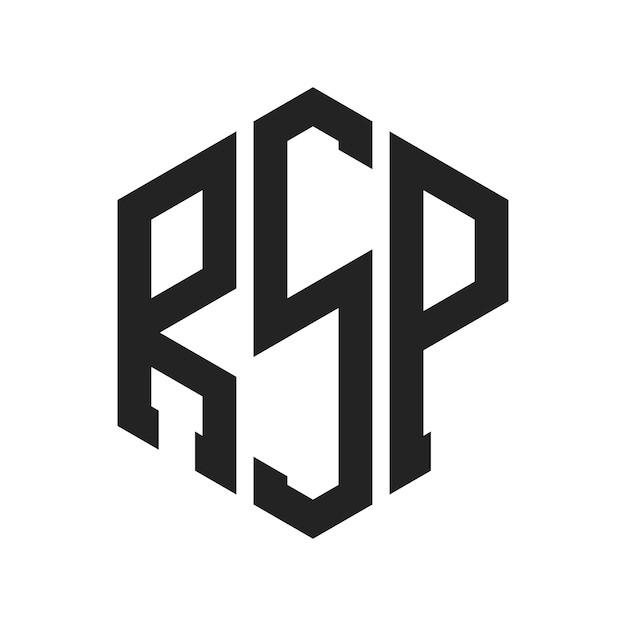 RSP ロゴ デザイン イニシャルレター RSP モノグラム ロゴ ヘクサゴン形