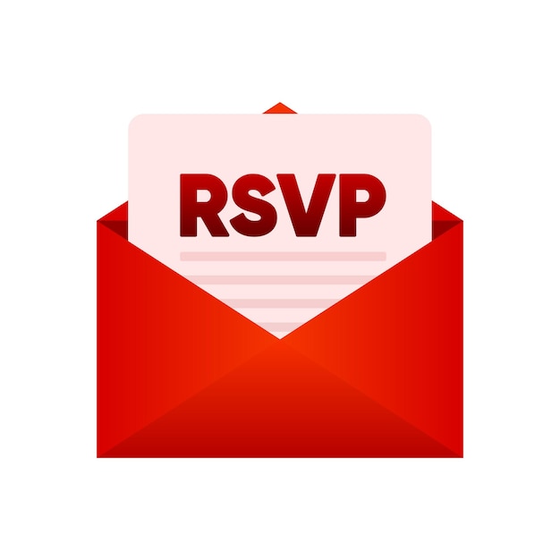 Почтовый конверт RSVP Приглашение на мероприятие Сообщение вечеринки Пожалуйста, ответьте на почту Векторная иллюстрация