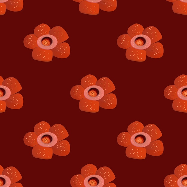 Rt and illustration of raflesia arnoldi flower seamless