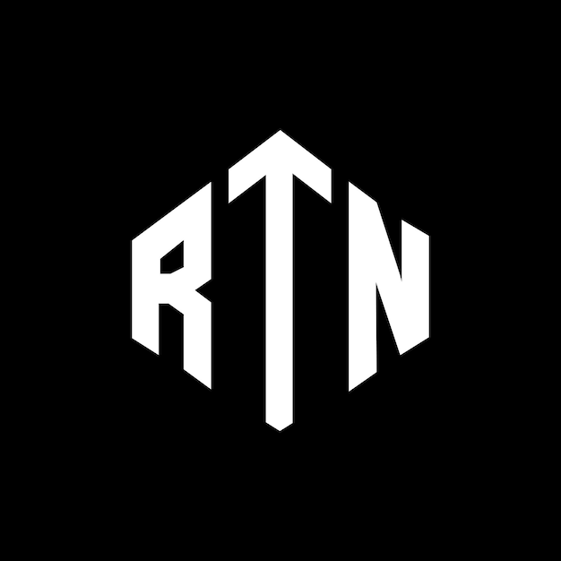 Vector rtn letter logo ontwerp met veelhoek vorm rtn veelhoek en kubus vorm logo ontwerp rtn zeshoek vector logo sjabloon witte en zwarte kleuren rtn monogram bedrijf en vastgoed logo