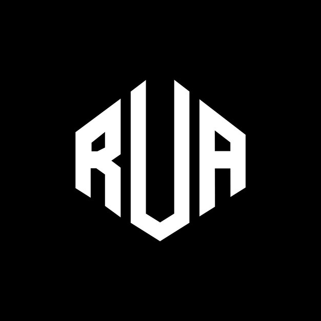 다각형 모양의 RUA 글자 로고 디자인 RUA 다각형 및 큐브 모양의 로고 설계 RUA 육각형 터 로고 템플릿 색과 검은색 RUA 모노그램 비즈니스 및 부동산 로고