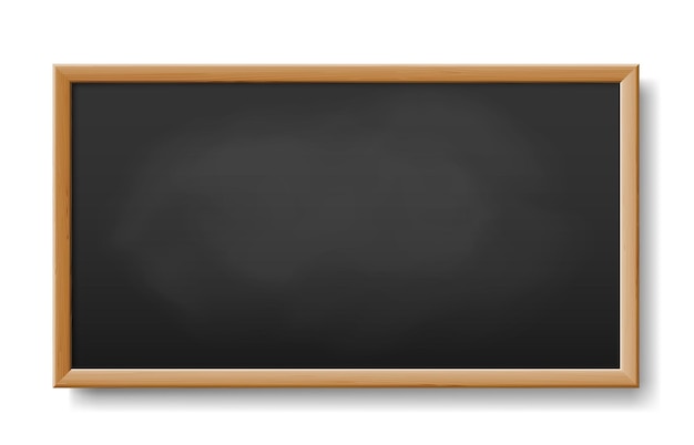 Rubbed dirty chalkboard. realistic blackboard in wood frame. empty chalkboard for school class