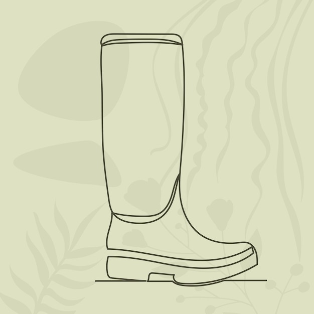 Rubber boot one continuous line drawing vector