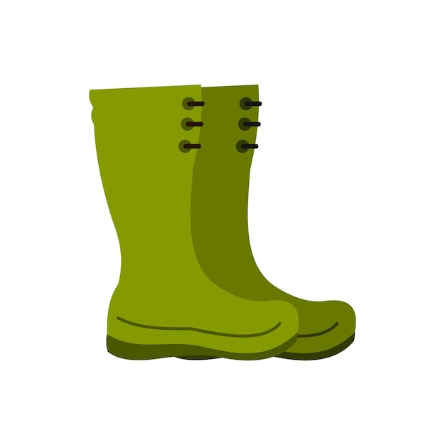 Rubber boots icon in flat style isolated on white background Shoes symbol vector illustration