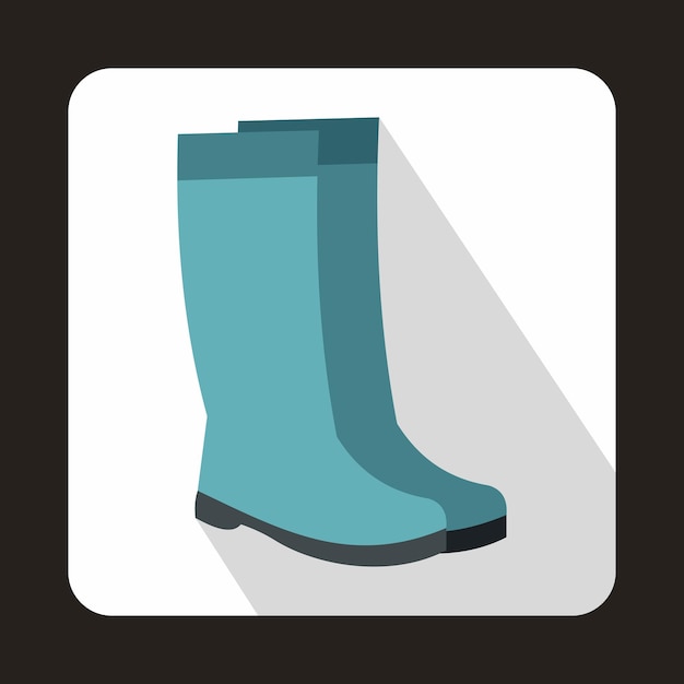 Rubber boots icon in flat style on a white background