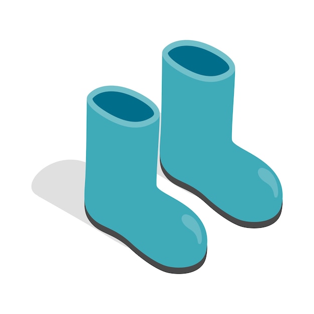 Rubber boots icon in isometric 3d style isolated on white background Shoes symbol