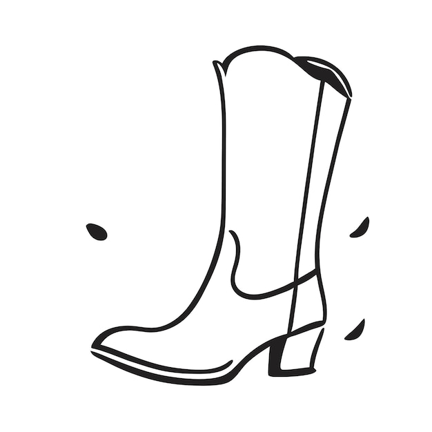 Vector rubber boots retro cowgirl hand drawn flat stylish cartoon sticker icon concept isolated