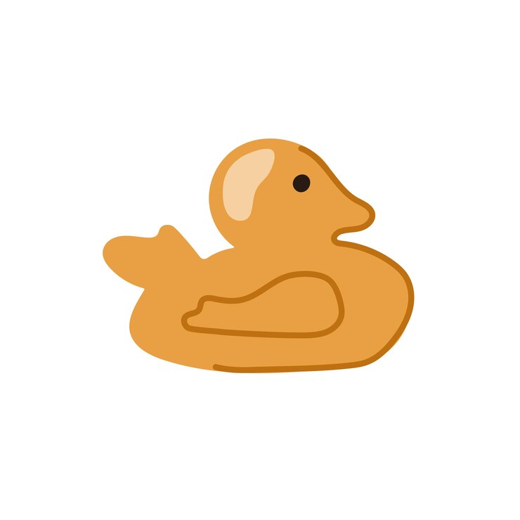 Vector rubber duck in a flat style design of simple shape for bathroom themed children illustration or