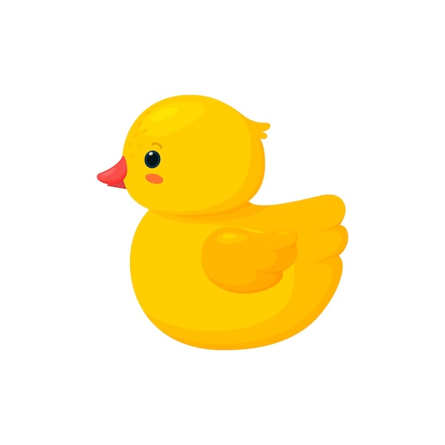 Rubber duck isolated in white background Side view of yellow plastic duckling toystyle