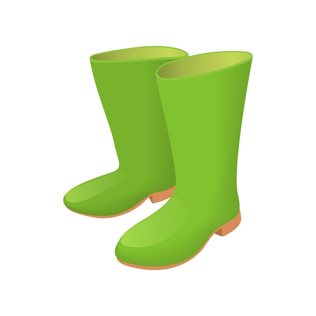 Rubber green boots icon in cartoon style isolated on white background Shoes symbol