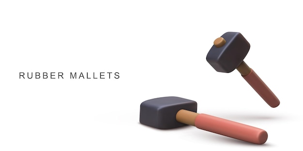 Rubber Mallet Tools 3D Icon Minimal Cartoon Illustratie van een zachte hamer voor DIY-constructie