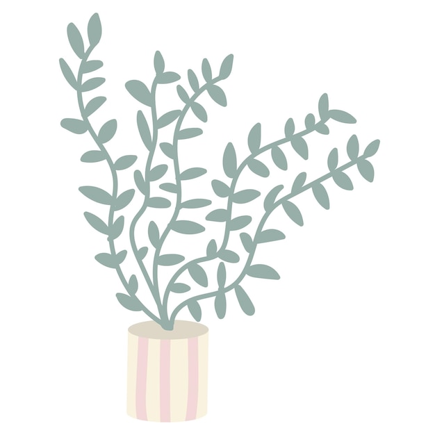 Rubber plant ficus Kamerplant in pot Vector stock illustratie Leuke doodle illustratie van huis plant ficus