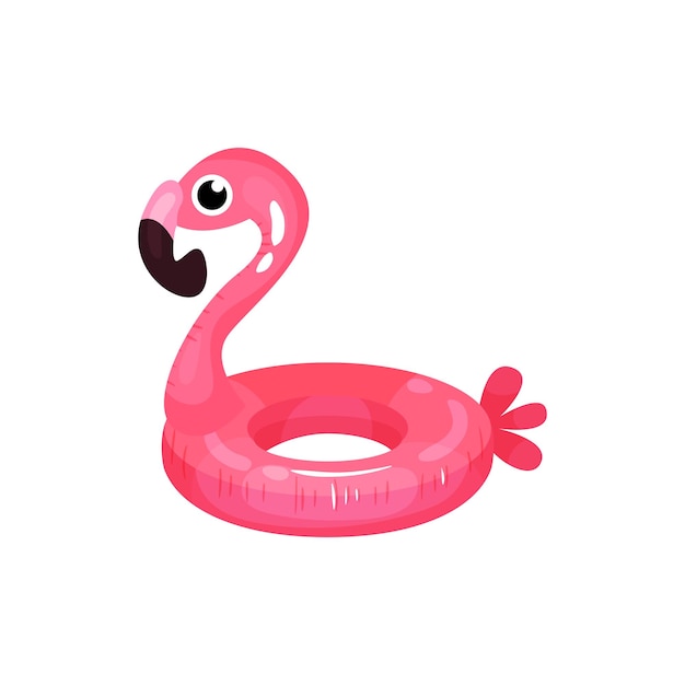 Резиновое кольцо в форме ярко-розового фламинго надувной плавательный круг тропическая птица детский аксессуар для летнего пляжного отдыха красочный плоский векторный дизайн