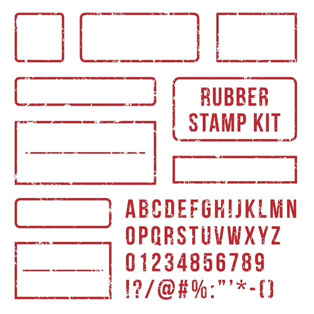 Vector rubber stamp letters set