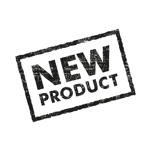 Rubber stamp with text new product inside square. vector flat illustration. grunge black sign isolated on white background.