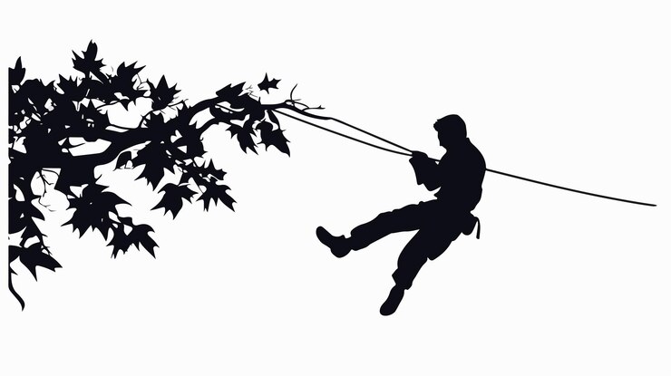 Vector rubber tapping man silhouette vector on white background