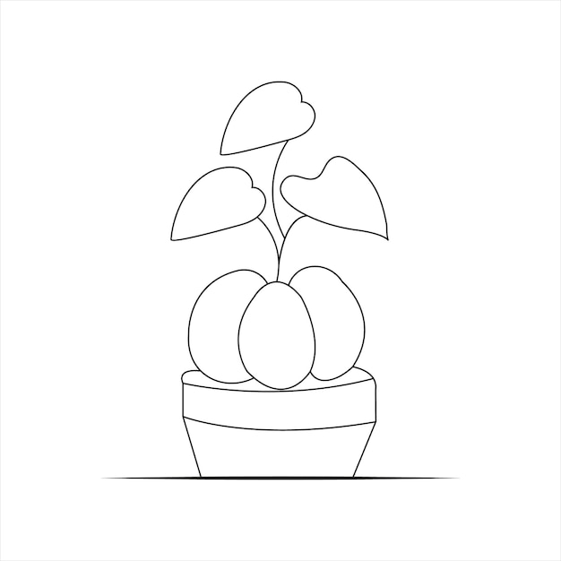 Vector rubber tree outline simple art drawing