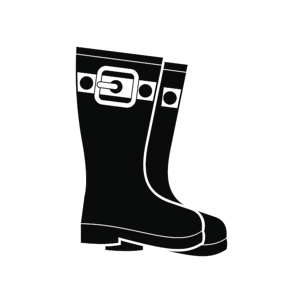 Vector rubberen laarzen zwart eenvoudig pictogram geïsoleerd op een witte achtergrond