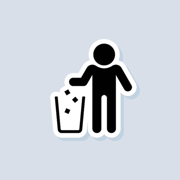 Rubbish basket sticker. Do not litter sign. Trash can icon. Vector on isolated background. EPS 10.