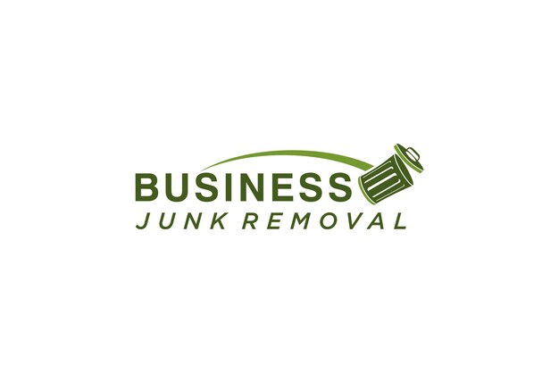 Rubbish bin junk removal logo design environmentally friendly garbage disposal service simple