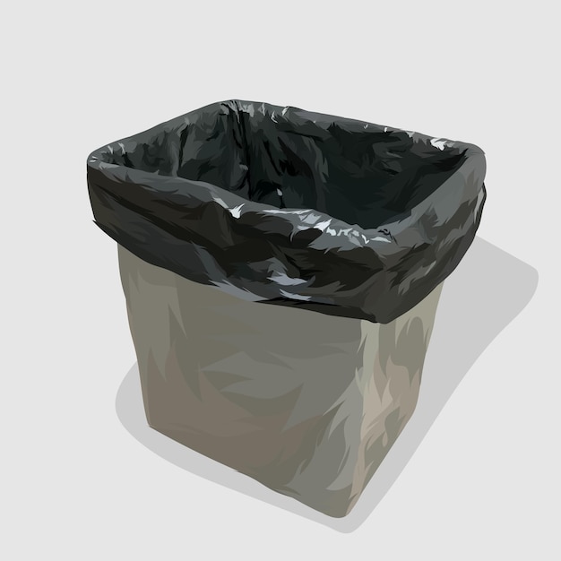 Rubbish bin realistic hand drawn vector and illustrations white background