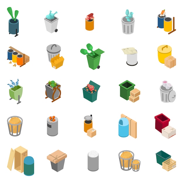 Rubbish heap icon set