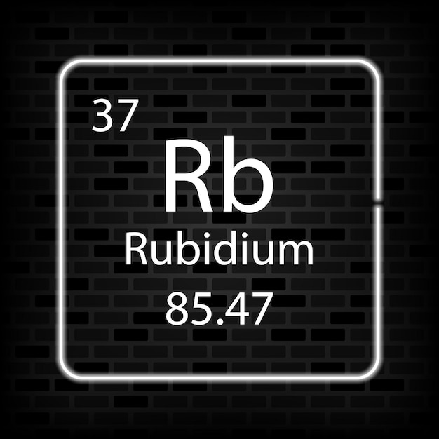 Rubidium neon symbol Chemical element of the periodic table Vector illustration