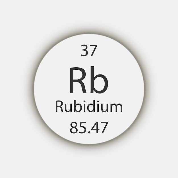Символ рубидия Химический элемент периодической таблицы Векторная иллюстрация