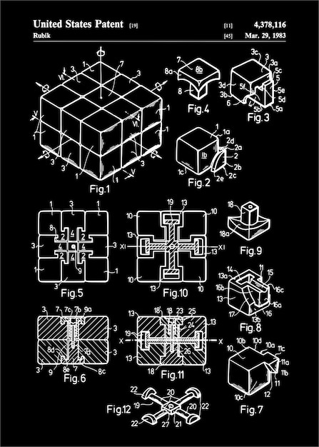 Rubik's Cube Patent Print Art uit 1983