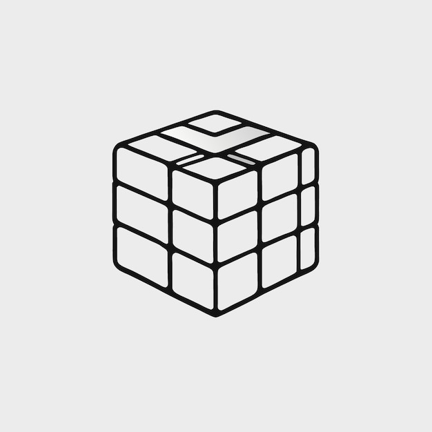 rubiks cube logotype vector illustration line art