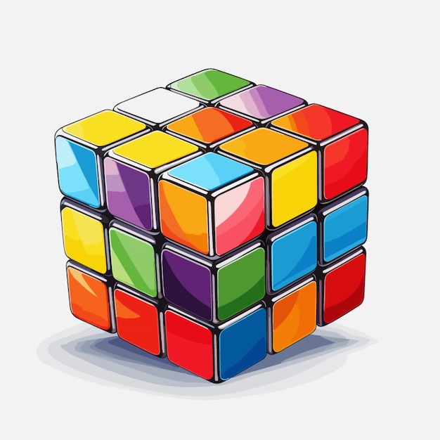 Vettore del cubo di rubik su sfondo bianco