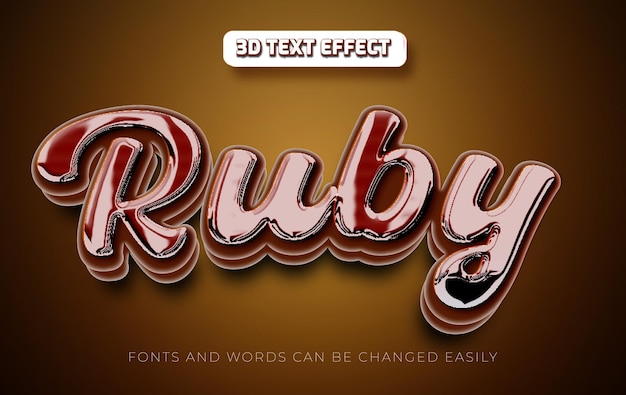 Ruby 3d editable text effect style