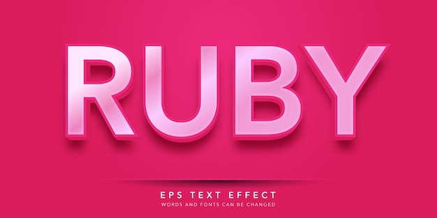 Vector ruby 3d editable text effect