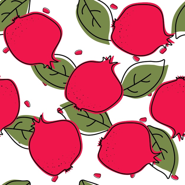 Ruby Fruit Vector Seamless Pattern Sketch Garnet