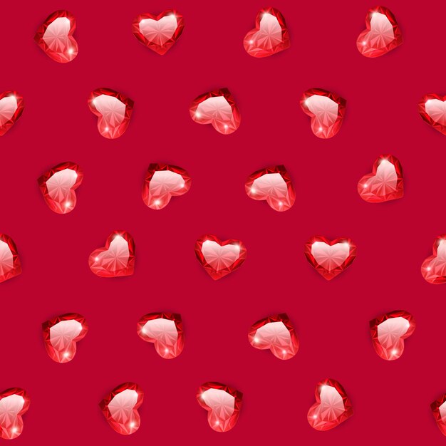 Ruby gem hearts seamless pattern