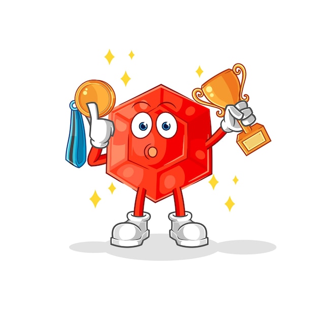 Ruby winner with trophie cartoon character