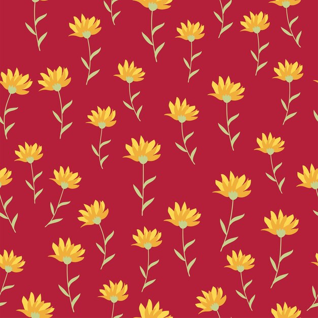 Vector rudbeckia contrast floral summer background seamless pattern for textile wrapping paper